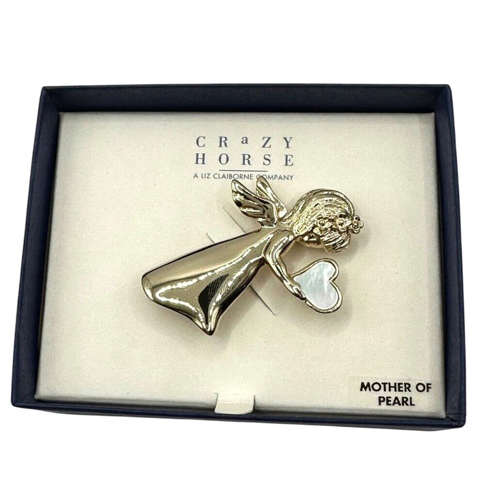 NWT Crazy Horse Liz Claiborne Co. Angel Mother of Pearl Pin Brooch - Picture 6 of 6
